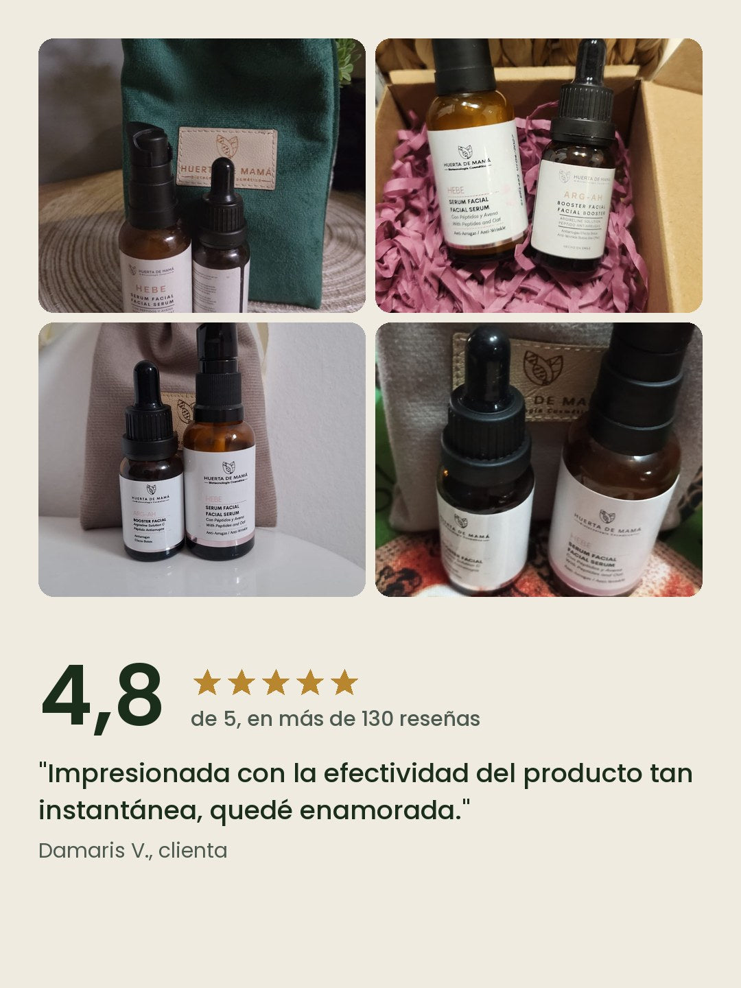 4,8 de 5 en más de 130 reseñas del Pack Efecto Botox, con fotos de clientas
